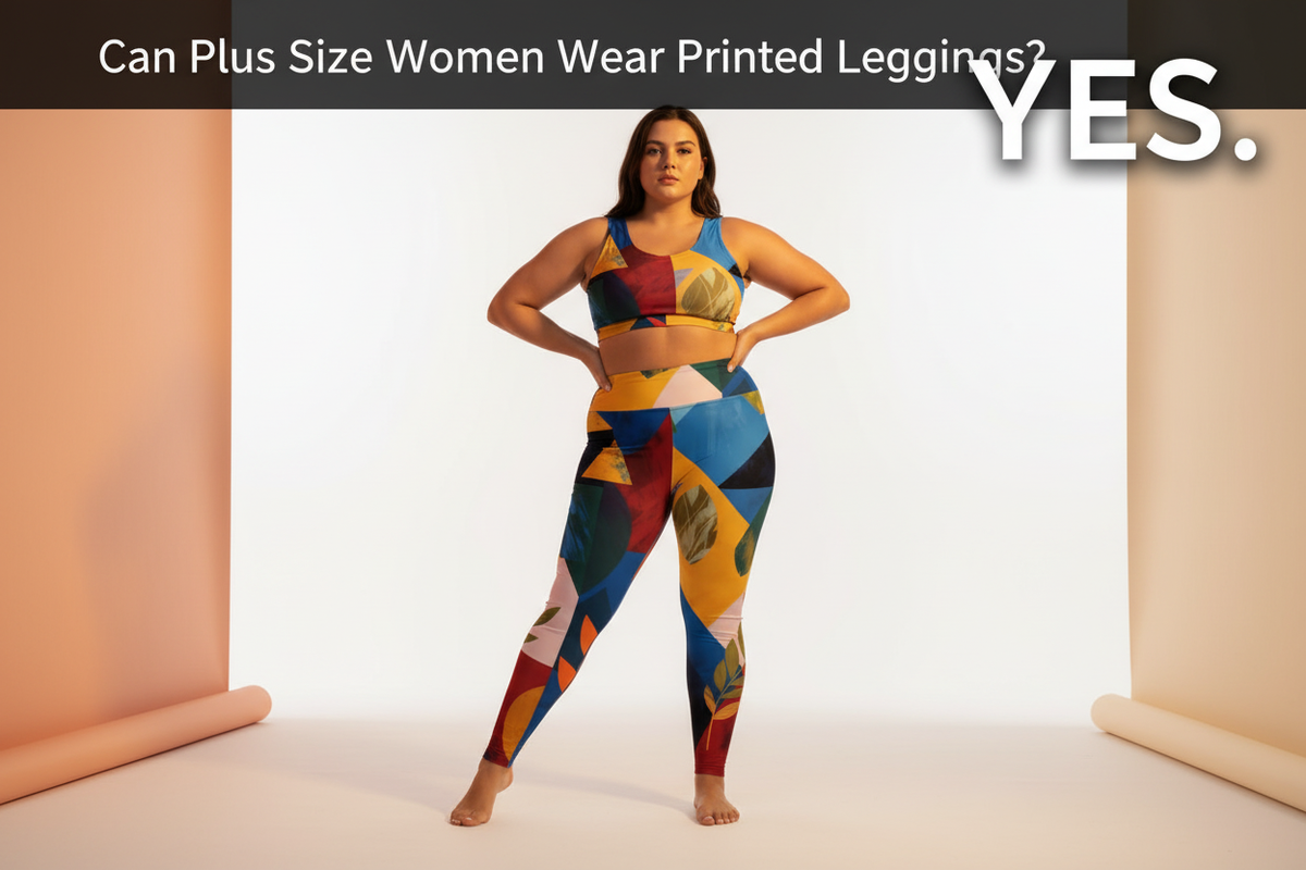 Confident plus-size woman in bold printed leggings proving they look incredible on curves