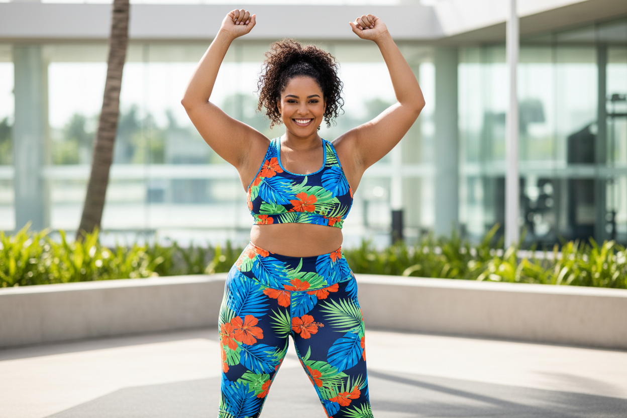 plus size matching activewear sets bold print coordinated sports bra and leggings for women