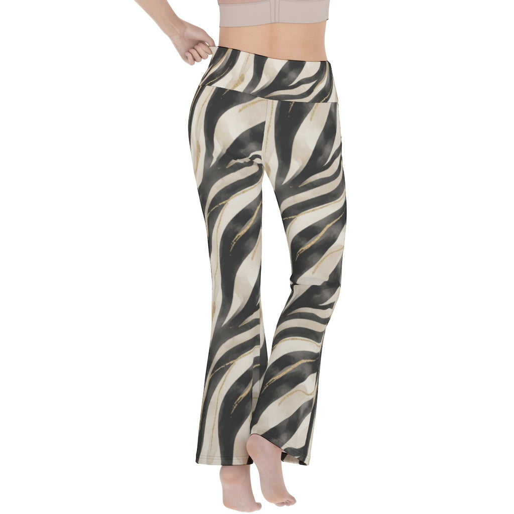 Zebra Wave Flare Yoga Pants
