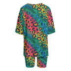 Rainbow Leopard Tee & Shorts Set