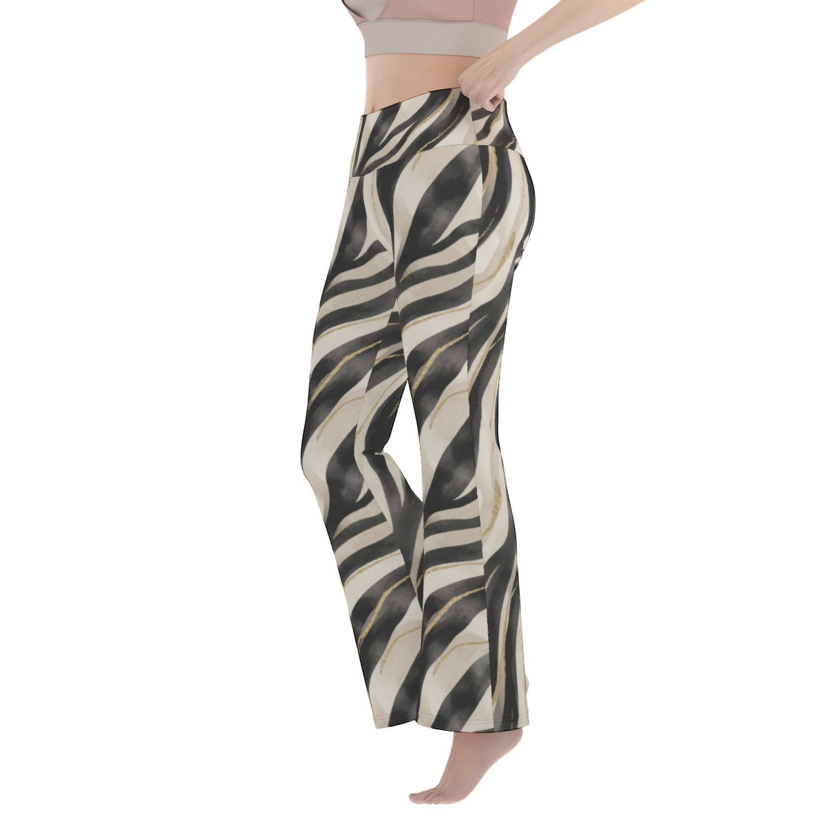 Zebra Waves All-over print  Women's Flare Yoga Pants