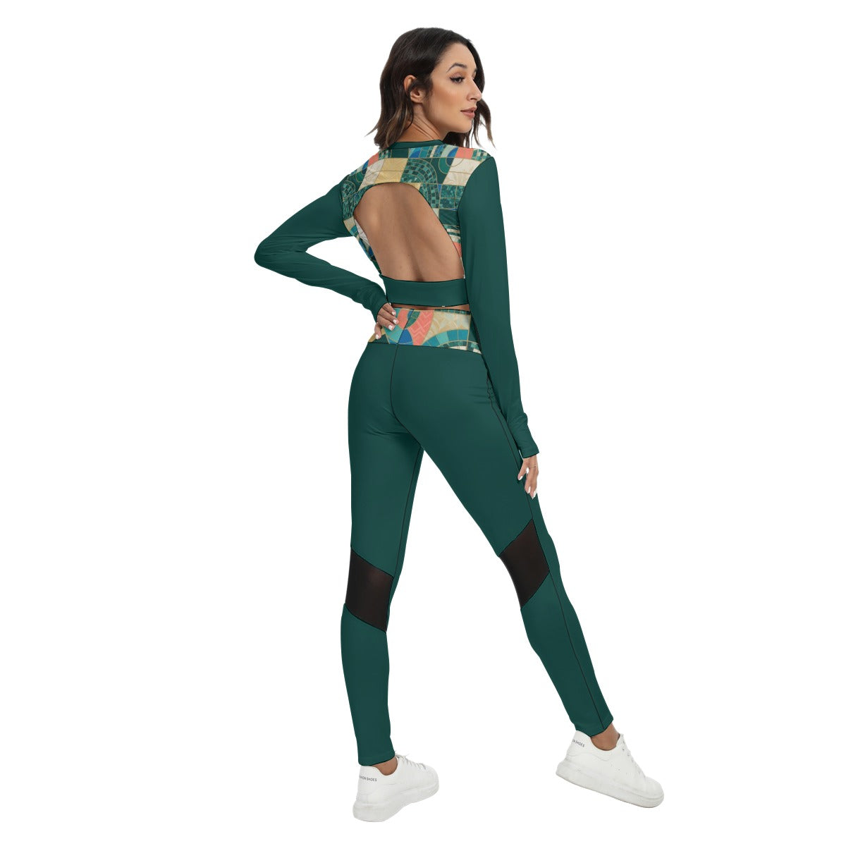 Resort Architecture All-Over Print Women's Sport Set With Backless Top And Leggings
