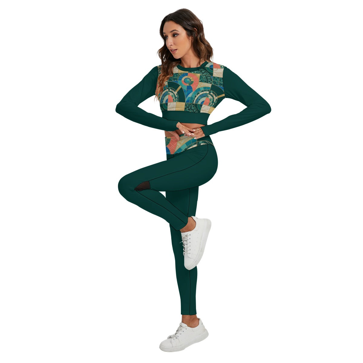 Resort Architecture All-Over Print Women's Sport Set With Backless Top And Leggings