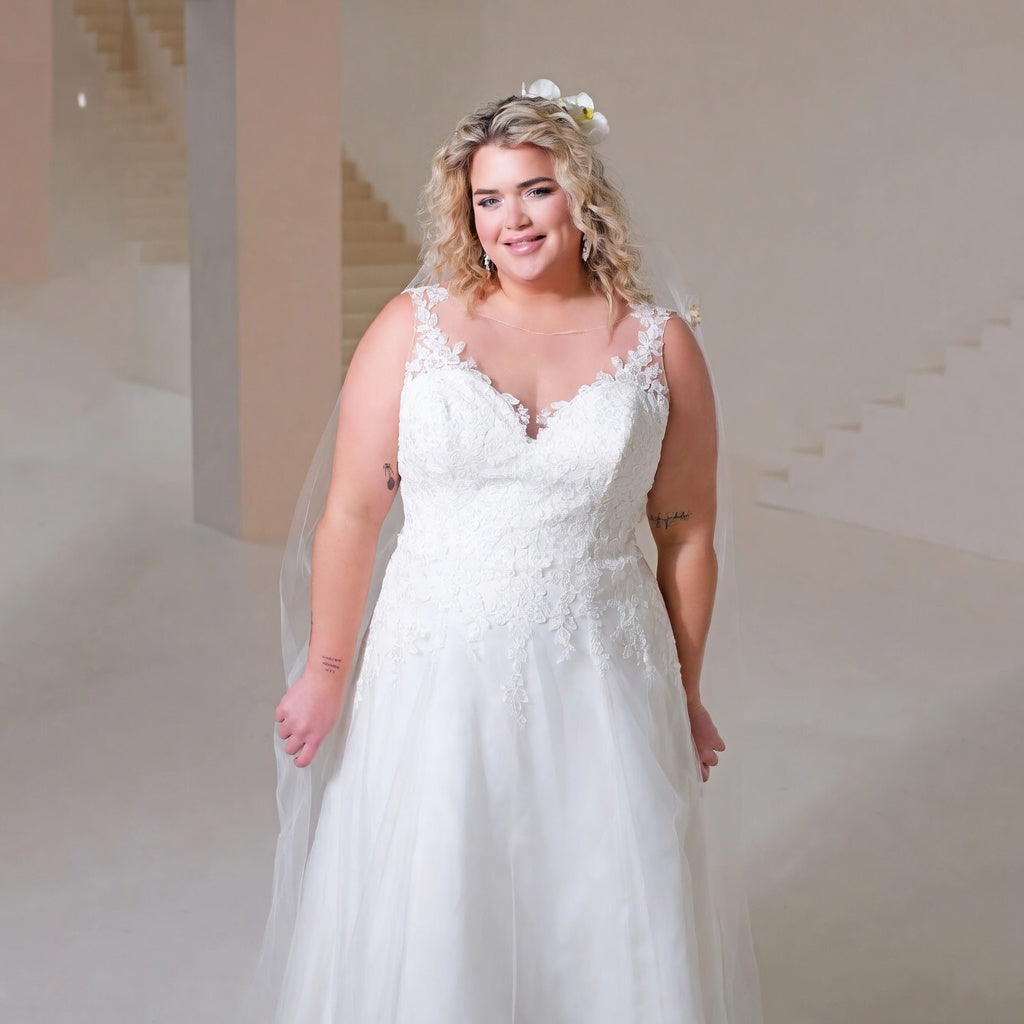 Sera Lace Appliqué A-Line Gown