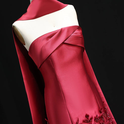 Adele Strapless 3D Floral Satin Mermaid Gown with Cape