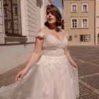 Fara Off-Shoulder Lace Slit Bridal Gown