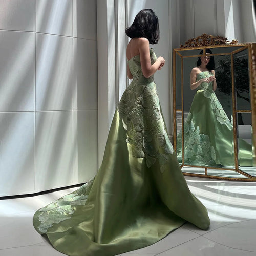 Amélie Strapless Appliqué Satin Gown