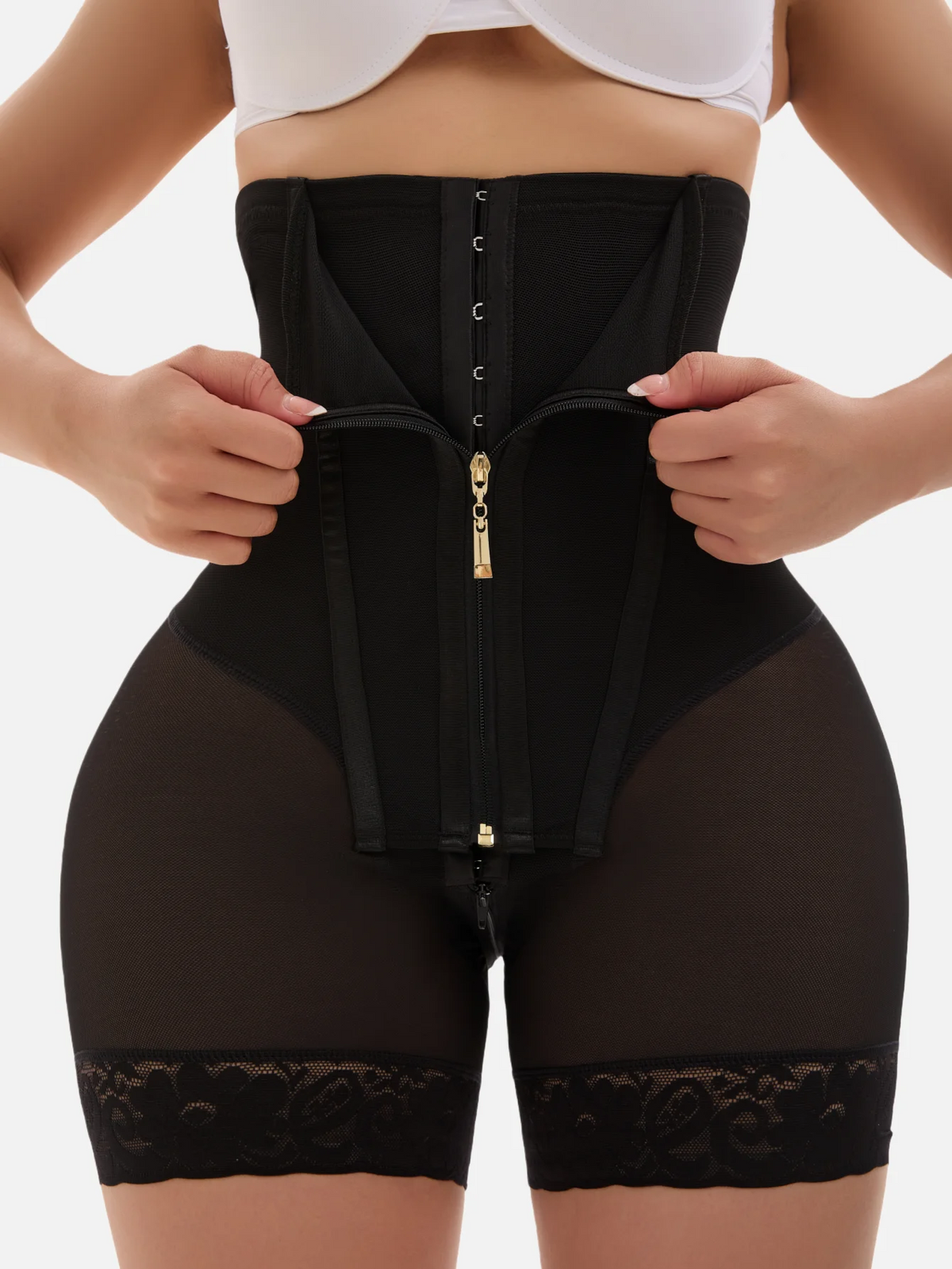Marceline Zip-Front Corset Shaper Shorts