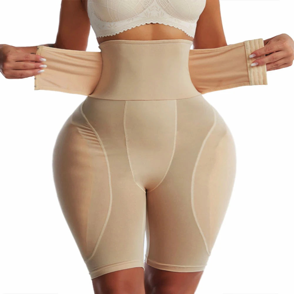 Paulette Belted Hip Pad Shorts, up to 6XL