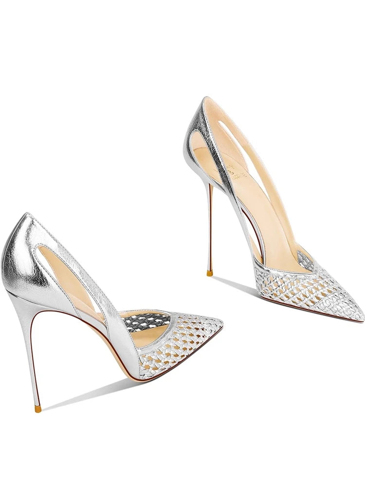 Velour Handmade Genuine Leather Pointed-Toe Slip-On Pump