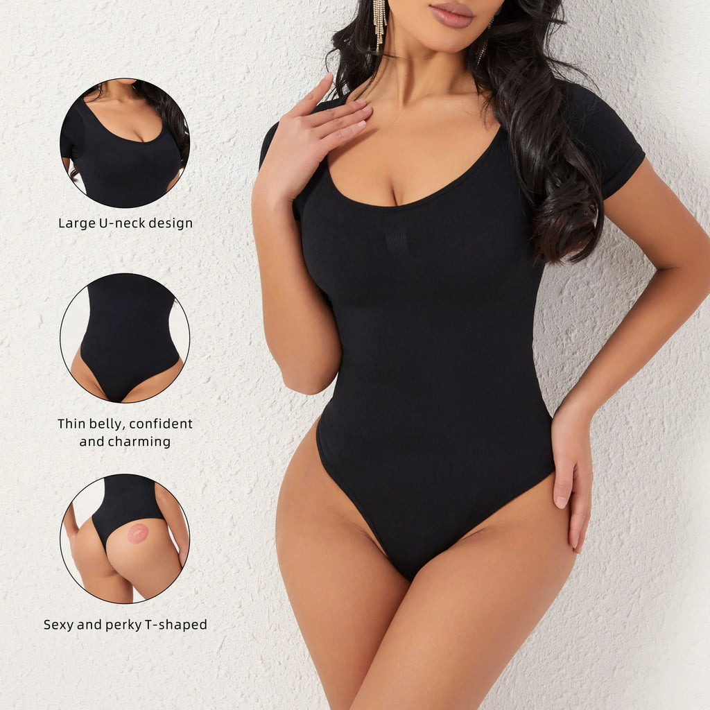 Liesl Short-Sleeve Thong Bodysuit