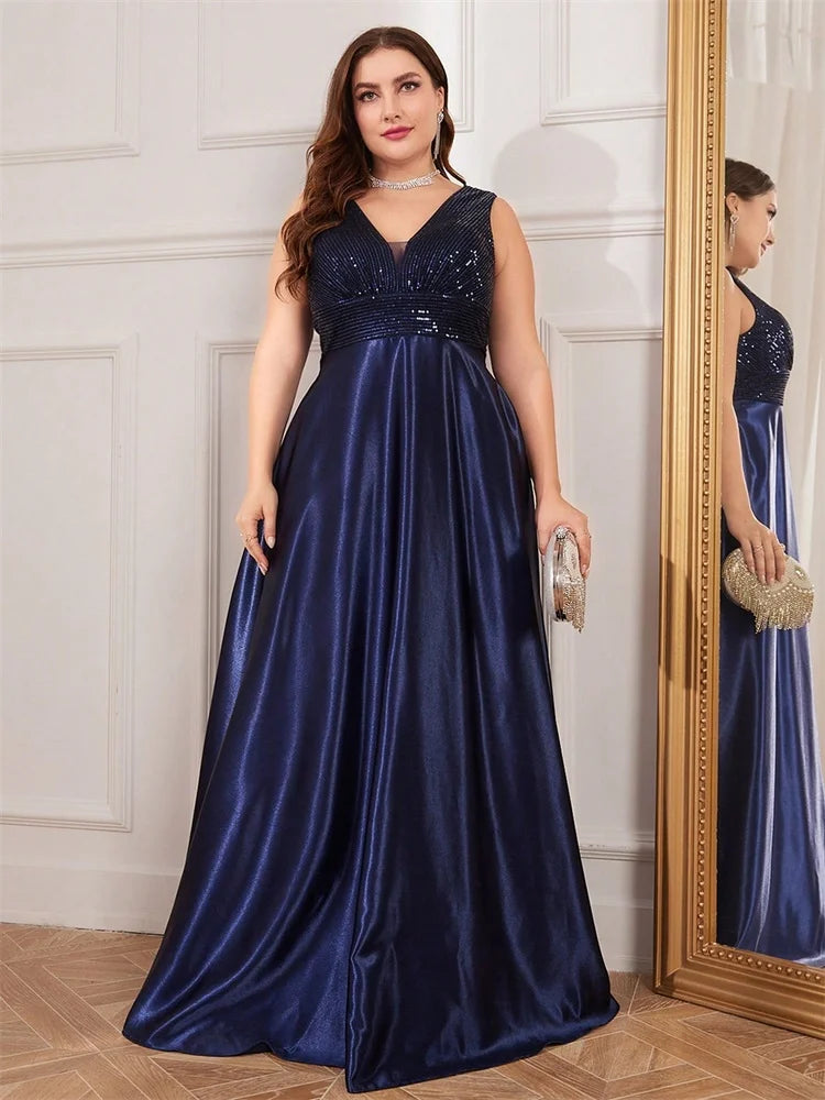 Demi Satin A-Line Plus Size Evening Gown