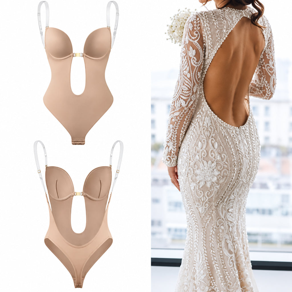 Alessia Deep-Plunge Backless Bodysuit
