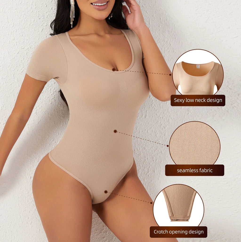 Liesl Short-Sleeve Thong Bodysuit