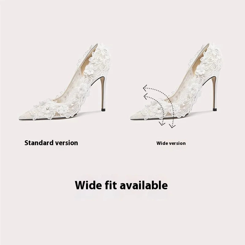 Isabella Pearl Lace Wedding Heels