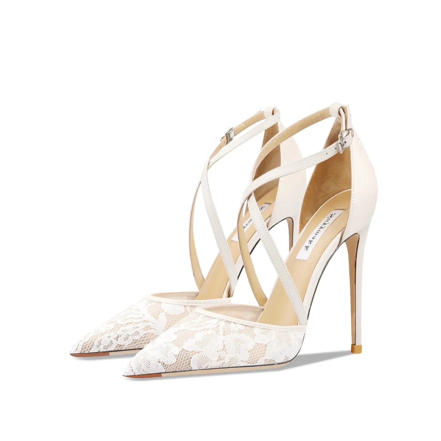 Seraphine Handmade Lace Mesh Pointed-Toe Stiletto Sandal