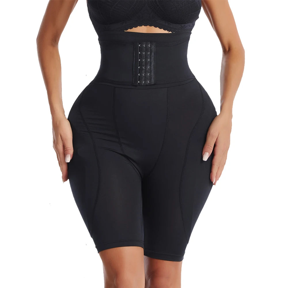 Paulette Belted Hip Pad Shorts, up to 6XL