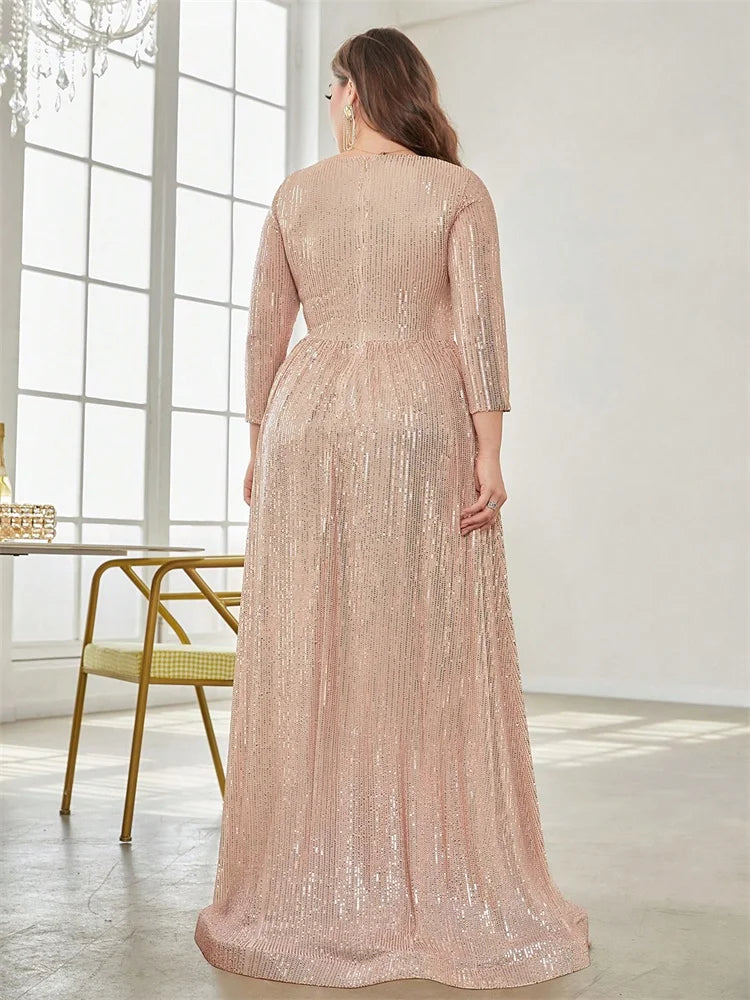 Ela Sequin V-Neck Evening Gown