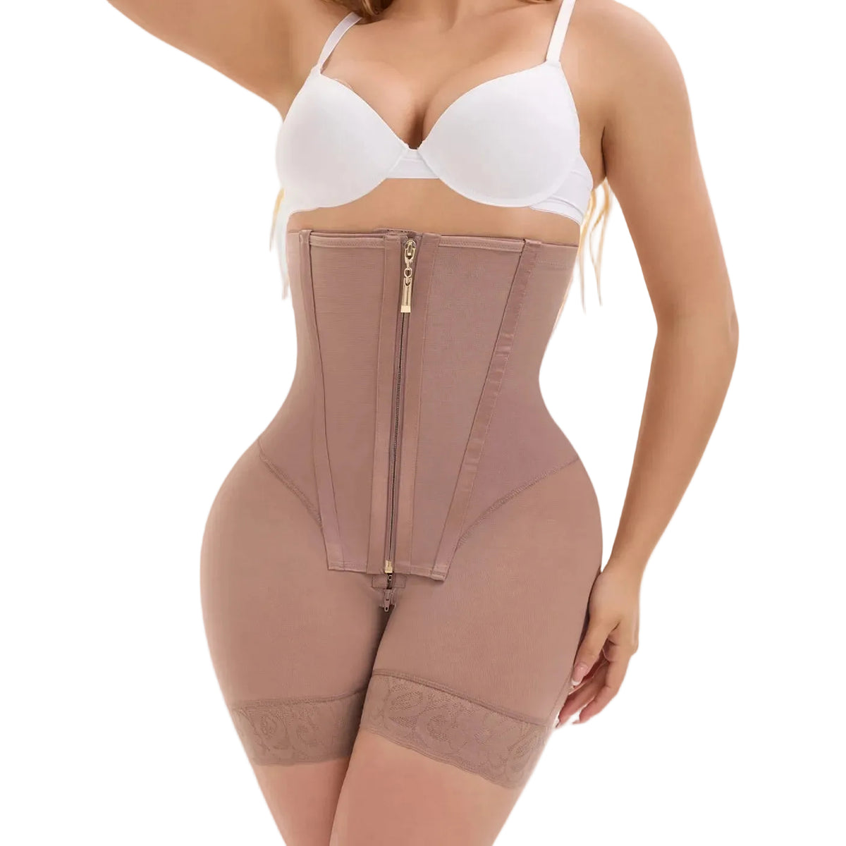 Marceline Zip-Front Corset Shaper Shorts