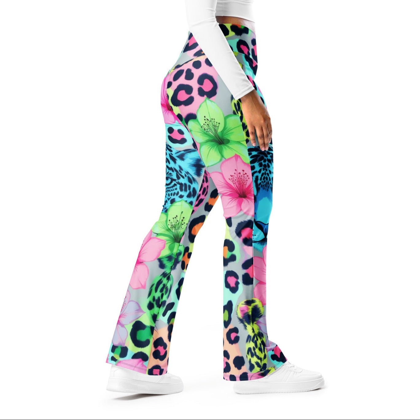 Leopard Bloom Flare Leggings