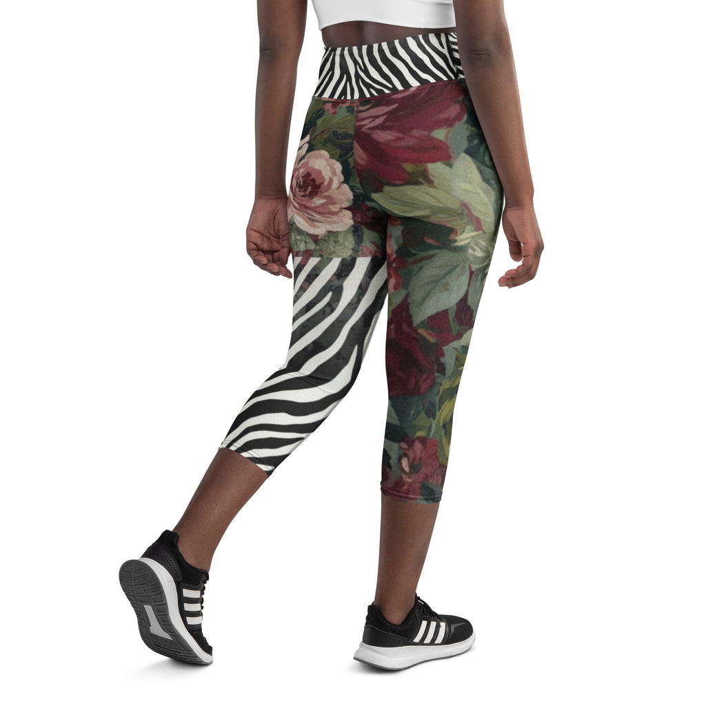 Crimson Garden Yoga Capri Leggings