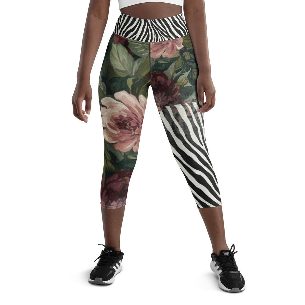 Crimson Garden Yoga Capri Leggings
