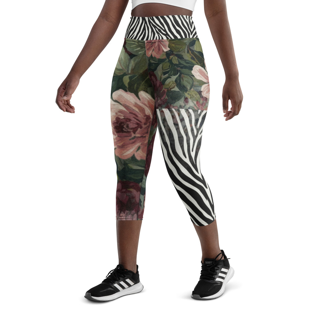 Crimson Garden Yoga Capri Leggings