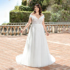 Elan Off-Shoulder Tulle Appliqué Bridal Gown