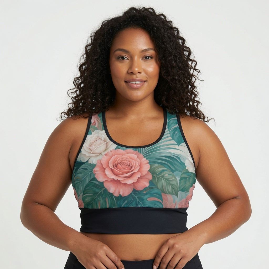 Tropical Rose Escape Sports Bra
