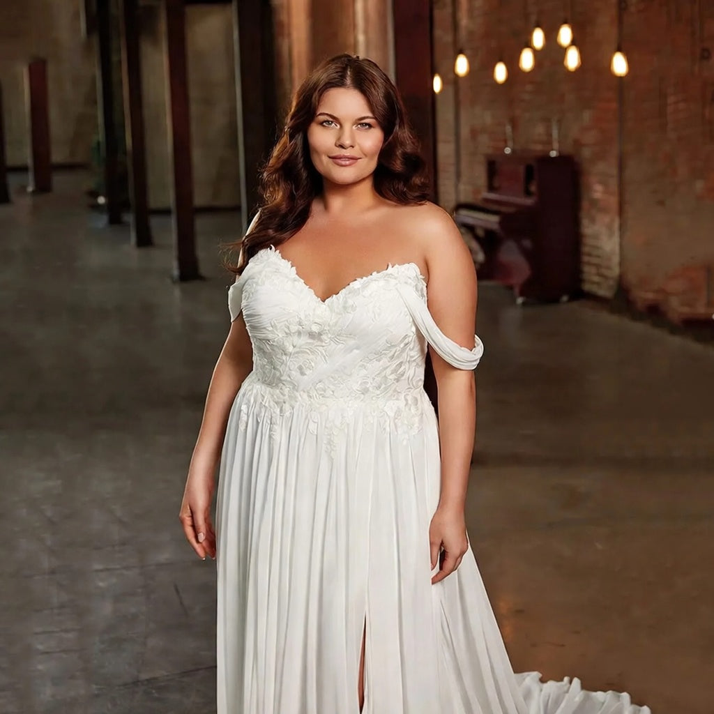 Dara Off-Shoulder Chiffon Gown