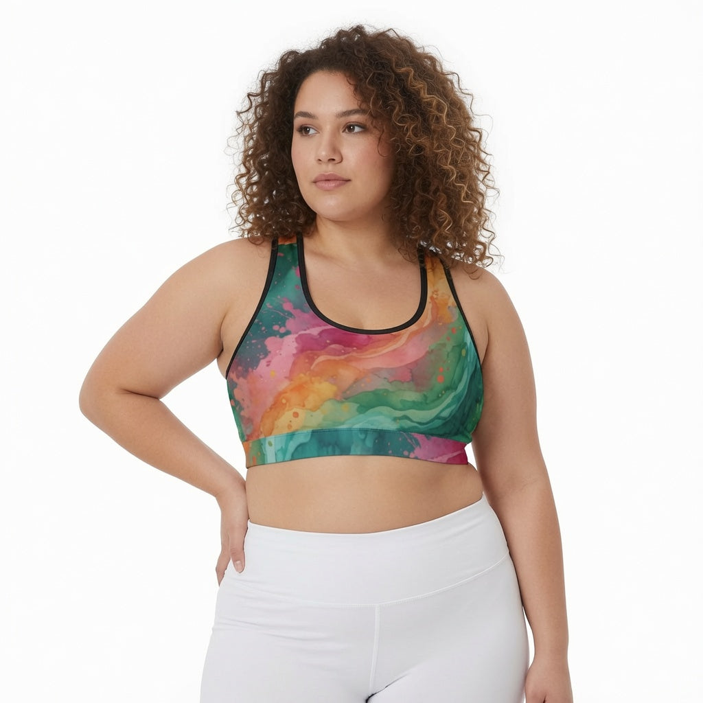 Tropical Splash Racerback Sports Bra