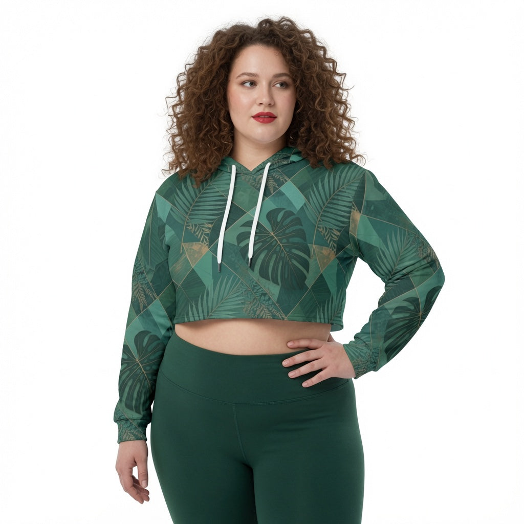 Botanical Mosaic Crop Hoodie