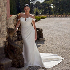 Yael Off-Shoulder Satin Mermaid Wedding Gown
