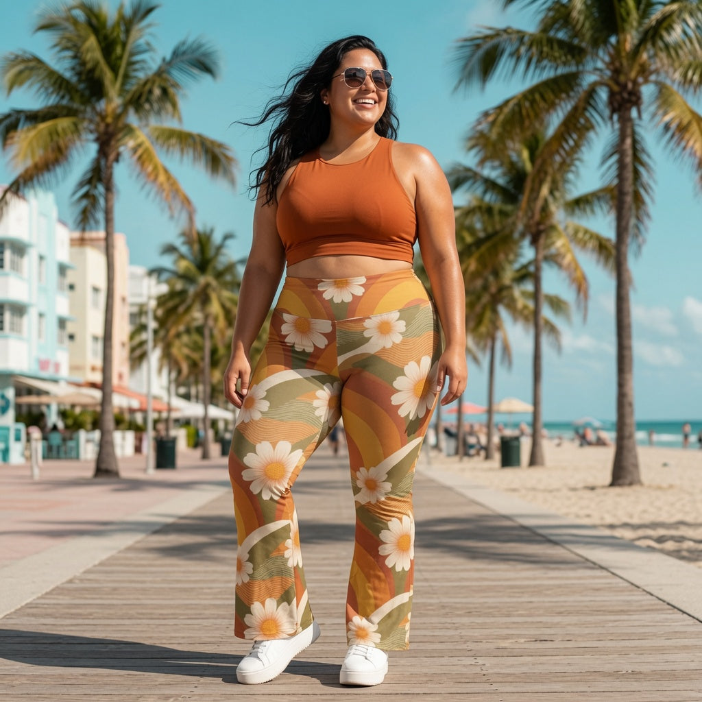 Retro Sunset Flare Yoga Pants
