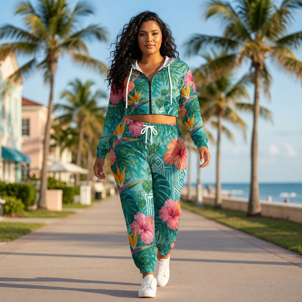 Miami Paradise Crop Hoodie Set