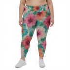 Watercolor Hibiscus Yoga Leggings