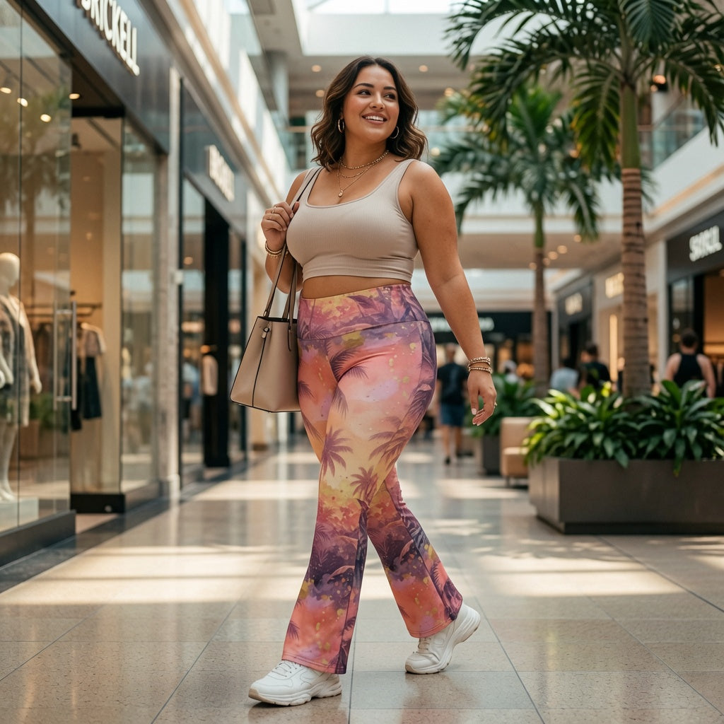 Sunset Palms Flare Pants