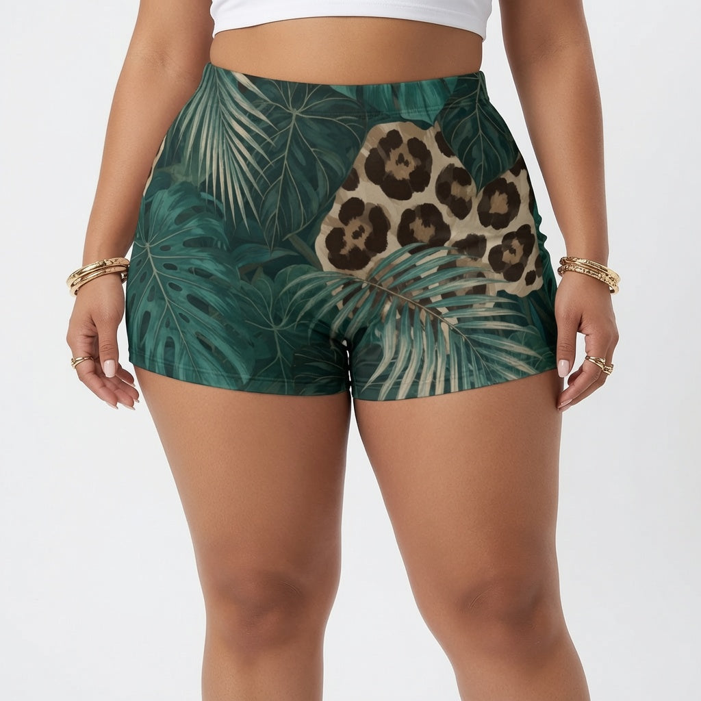 Botanical Leopard High-Stretch Shorts