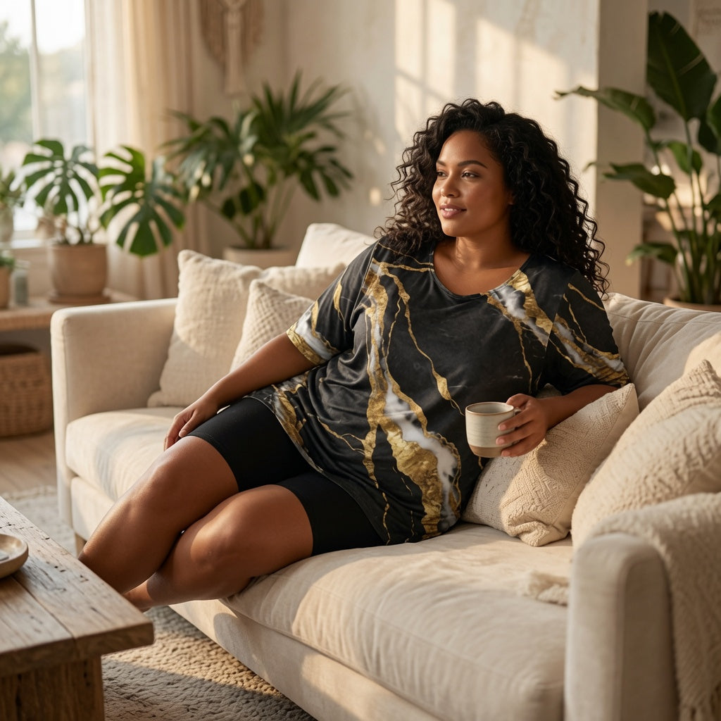 Midnight Marble T-Shirt & Shorts Set