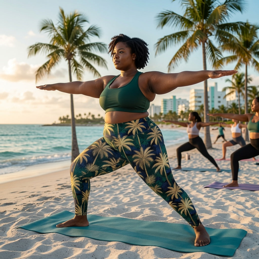 Midnight Palm Leggings with Pockets