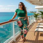 Paradise Hibiscus Print Leggings With Side Pockets