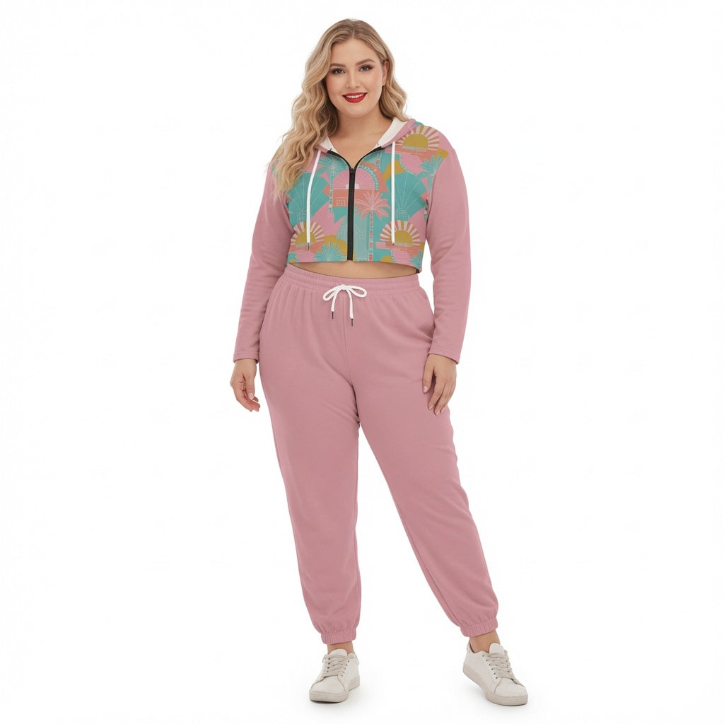 Palm Springs Vintage Crop Hoodie Set