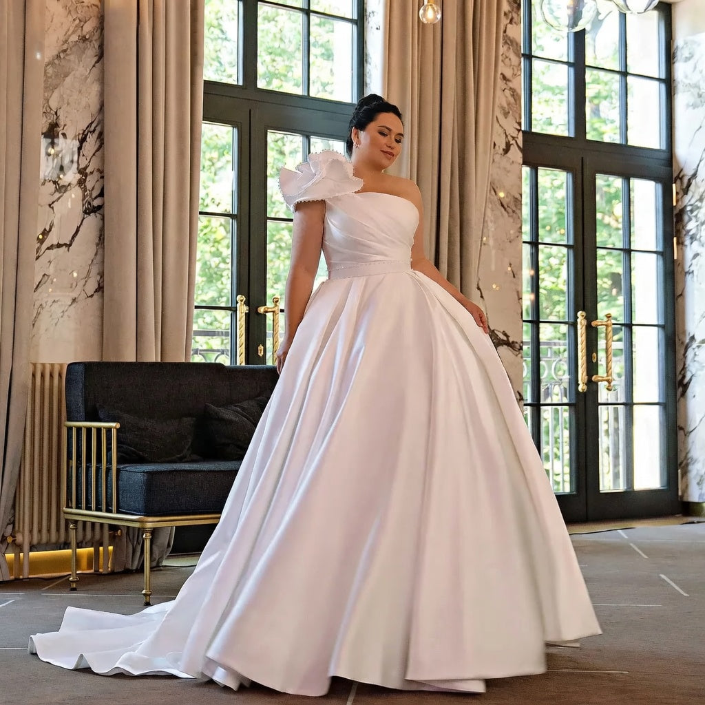 Hana One-Shoulder Satin Gown