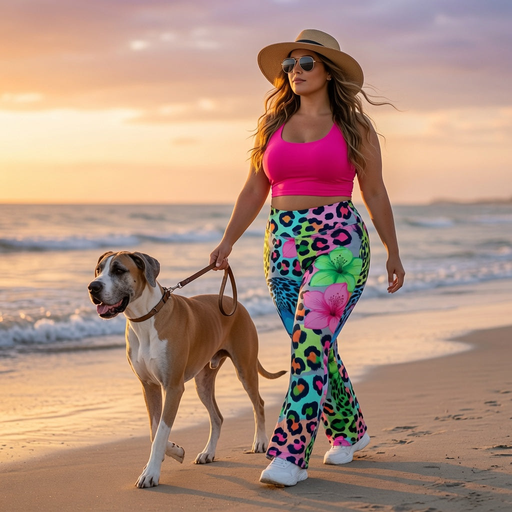Leopard Bloom Flare Leggings
