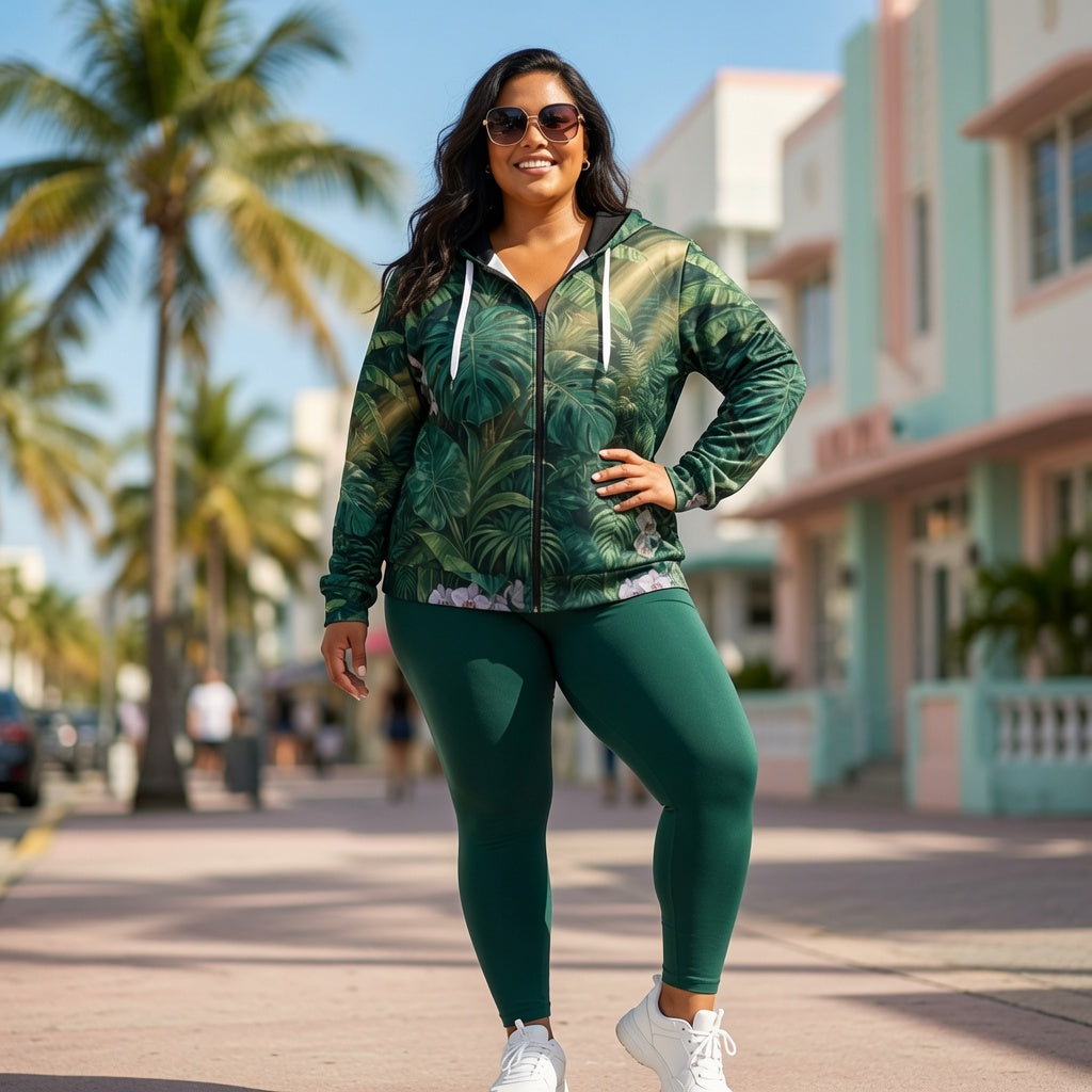 Emerald Jungle Zip-Up Hoodie