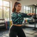 Teal Strike Long-Sleeve Crop Top