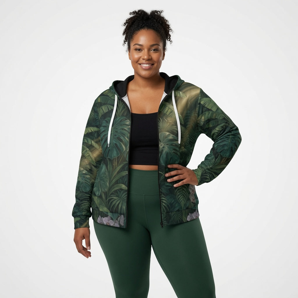 Emerald Jungle Zip-Up Hoodie