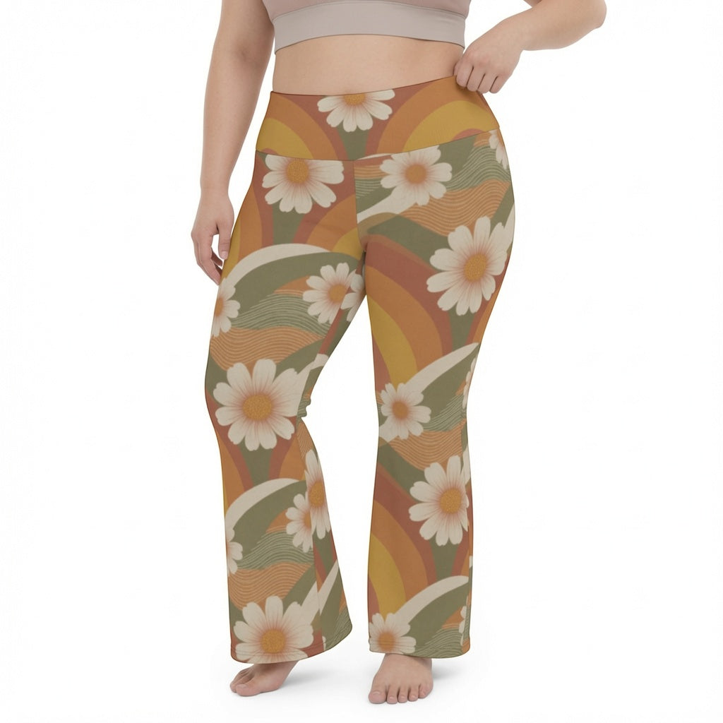Retro Sunset Flare Yoga Pants