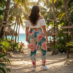 Coral Garden Bloom Yoga Leggings