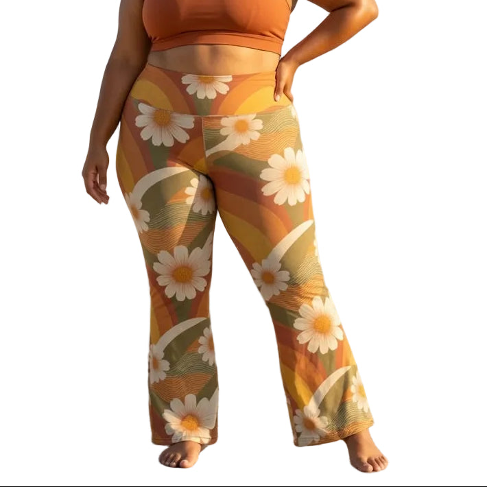 Retro Sunset Flare Yoga Pants